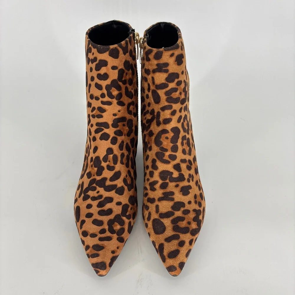Marc Fisher Gismo Ankle Bootie Leopard Women Size 6.5 Pointed Toe Block Heel